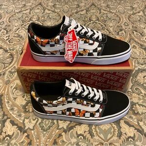 NWT Vans Old Skool Customs Butterfly Checkeredboard Women’s Sz 9.5